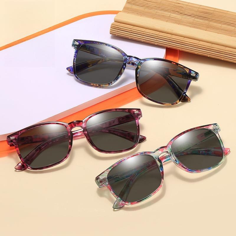 Fashionable Printed Square Sunglasses Women'S High-End Rice Nail Style Outdoor Uv Resistant Glasses Uv400 Shades Eyewear
