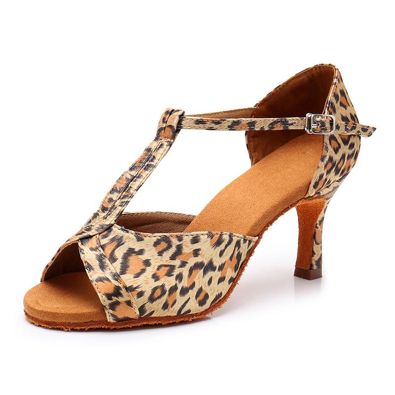 

Женская обувь для латинских танцев для девочек, обувь для бальных танцев танго, сальсы, на каблуке 7 см 34 леопардовый