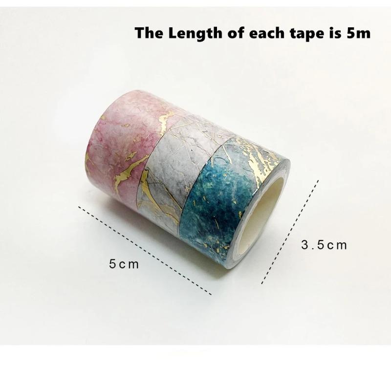 3 Rolls Per Box Gold Foil with Floral Pattern DIY Diary Decoration Hand Account Collage Gift Decoration Handmade Decorative Tape
