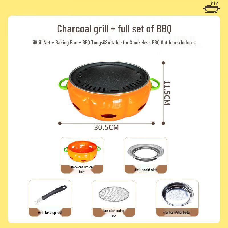 Pumpkin Style Portable Charcoal Grill and Heater