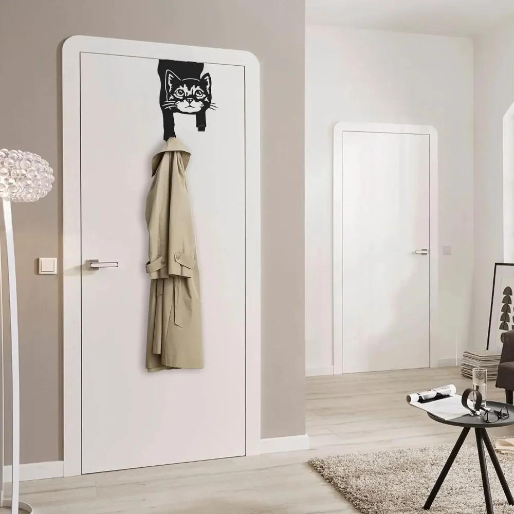 Einzigartige Türhänger: Schwarz beschichtete Metallhaken. Stilvolle Aufbewahrung für Zuhause und das Büro, besonderes Geschenk für Katzenliebhaber.