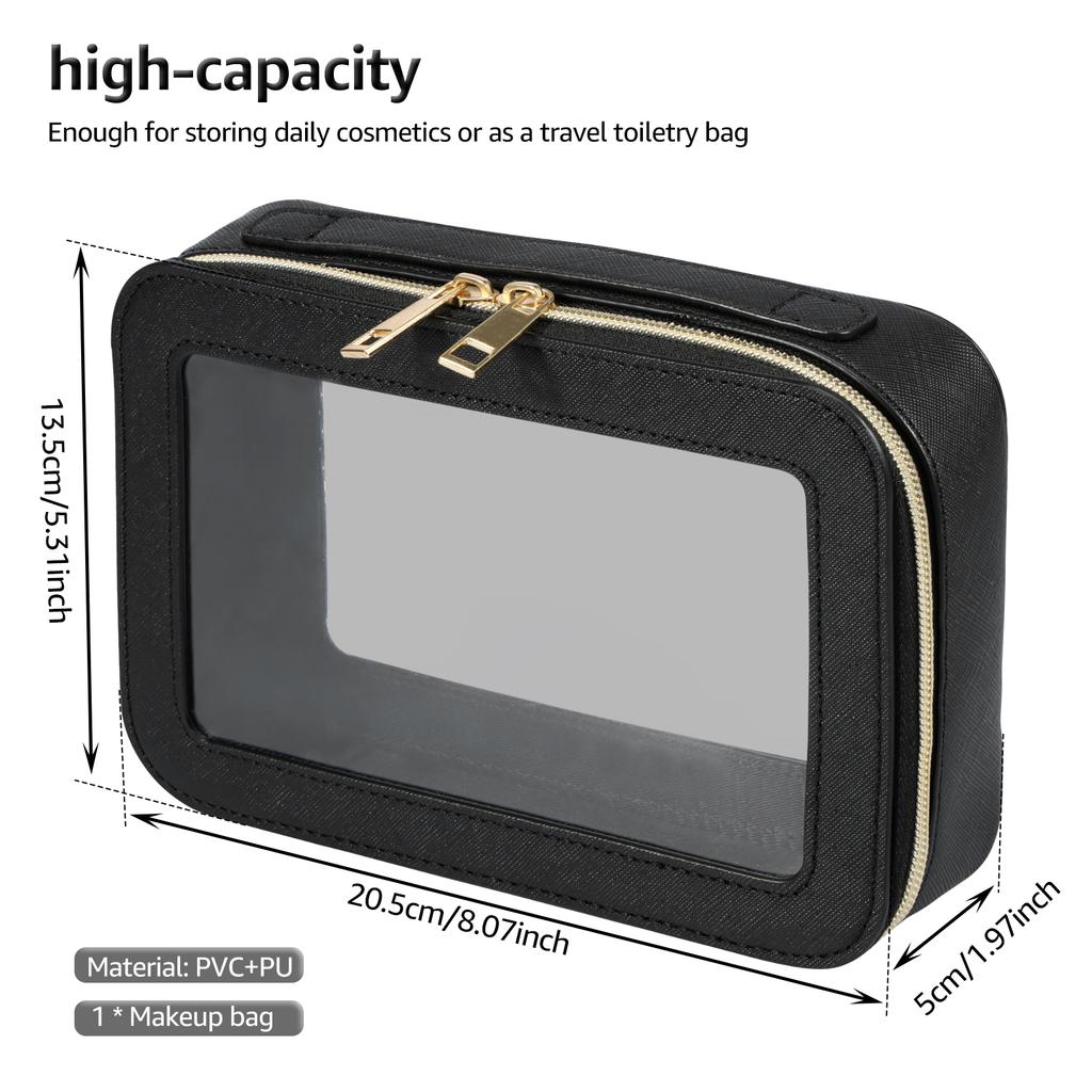 Small Cosmetic Bag PVC Clear Makeup Bag with Zipper Travel Waterproof Toiletry Bag Multifunctional Square Women Item Organizer