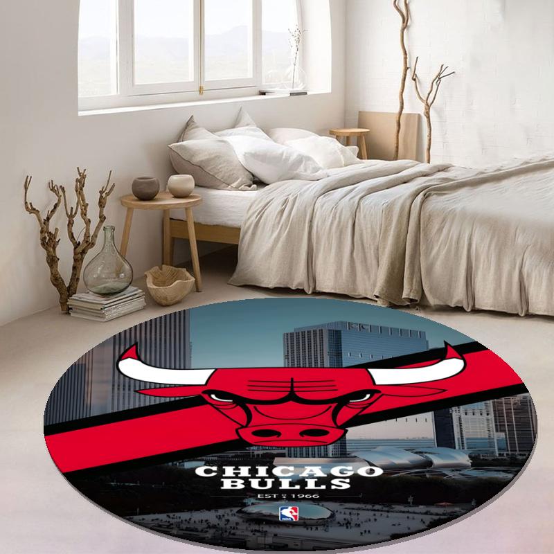 Customizable Chicago Bulls Round Non-Slip Carpet - Ideal for Garden, Picnic, Office, Perfect for Decoration, Suitable For All Seasons