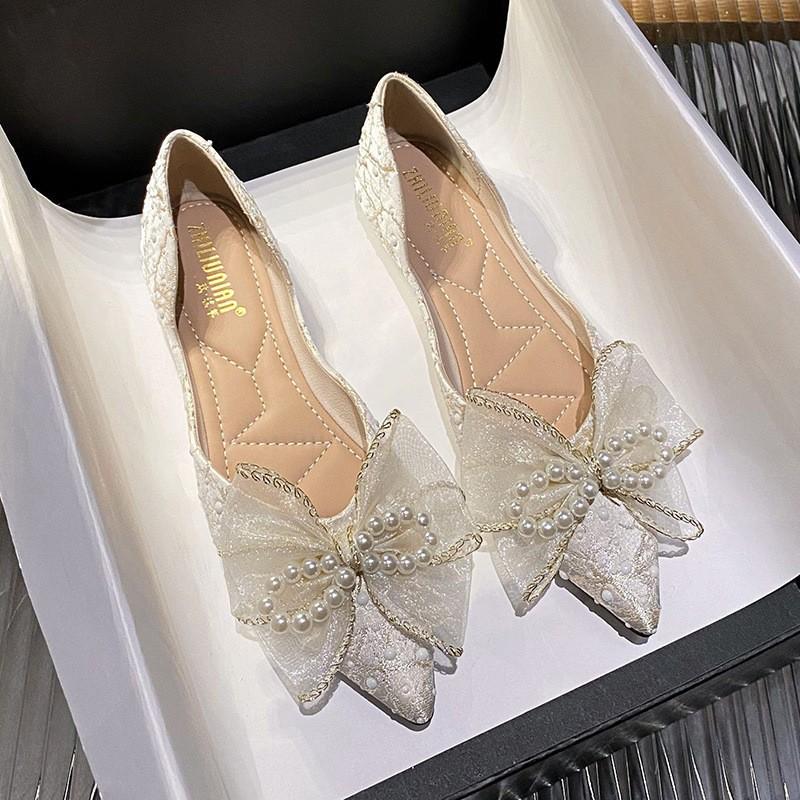 Modische temperamentvolle Damenschuhe 2026 Herbst Neu Spitzes flaches Schuhwerk Vielseitige Damen Mary Jane Schuhe Rutschfester Damen Ballerinas