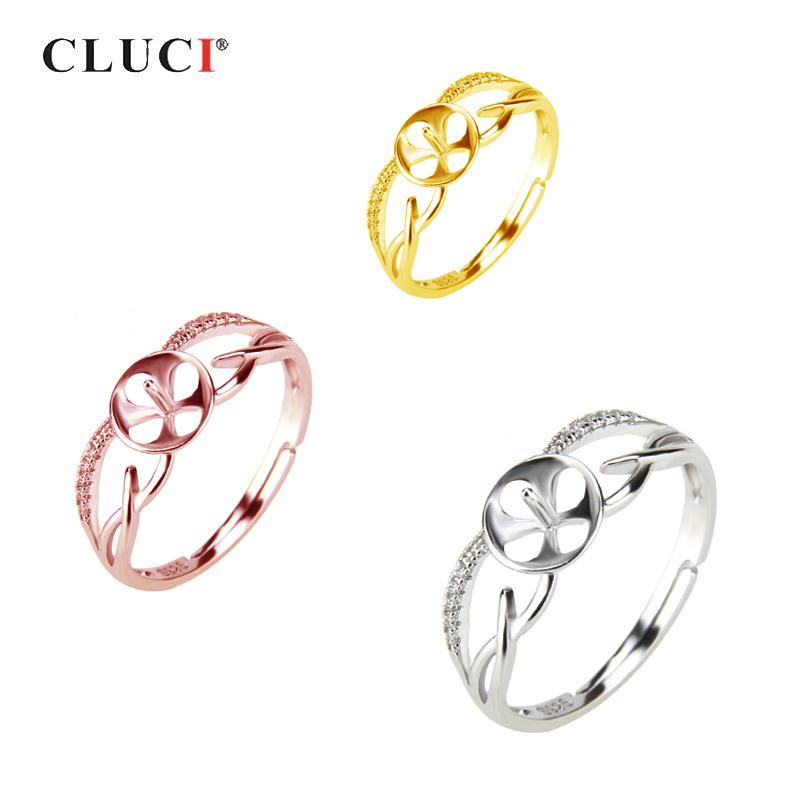 

CLUCI Simple Silver 925 Adjustable Wedding Rings For Women Jewelry Sterling Silver Female Engagement Ring Jewelry SR2050SB resizable золотой