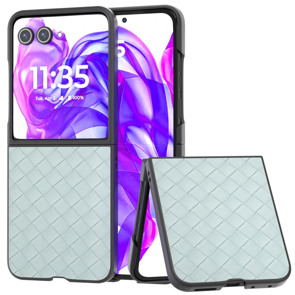 For Motorola Razr 50 Ultra 5G Case Woven Texture PU Leather Coated PC Folding Phone Cover