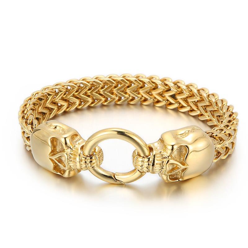 European and American Personality Domineering Punk Skull Titanium Steel Men's Bracelet