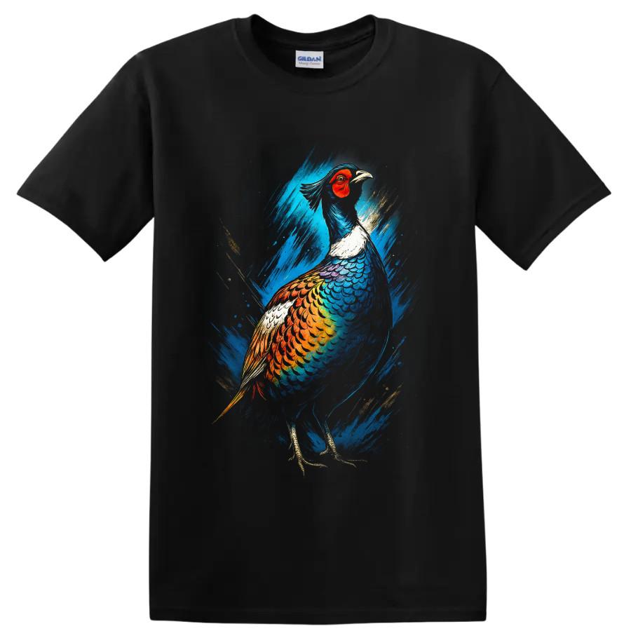 Pheasant T Shirt Vibrant Colorful Bird Modern Wildlife Art Graphic Tee Fun Gift