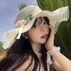 Wave Edge Flower Woven Straw Hat Women's Summer Seaside Vacation Sun Hat Large Brim Shading Sun Protection Hat