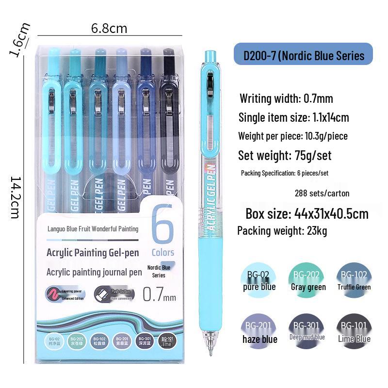 90-Color Blue Fruit Acrylic Paint Pen, 0.7mm Large Capacity Hand-Press Student Journal Marker