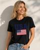 Unisex's Flag Pattern Casual Sports T-shirt American Letter Fashionable Round Neck Short Sleeved Casual Trend Cotton Unisex's Top