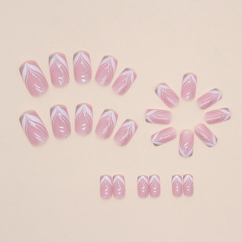 Simple European square fashion manicure pure desire silver powder commuting versatile naked pink manicure piece wearing nail nails