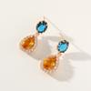 1 Pair Luxurious Colored Cubic Zirconia Drop Shape Dangle Earrings for Women Stud Earring Jewelry Wedding Party Accessories