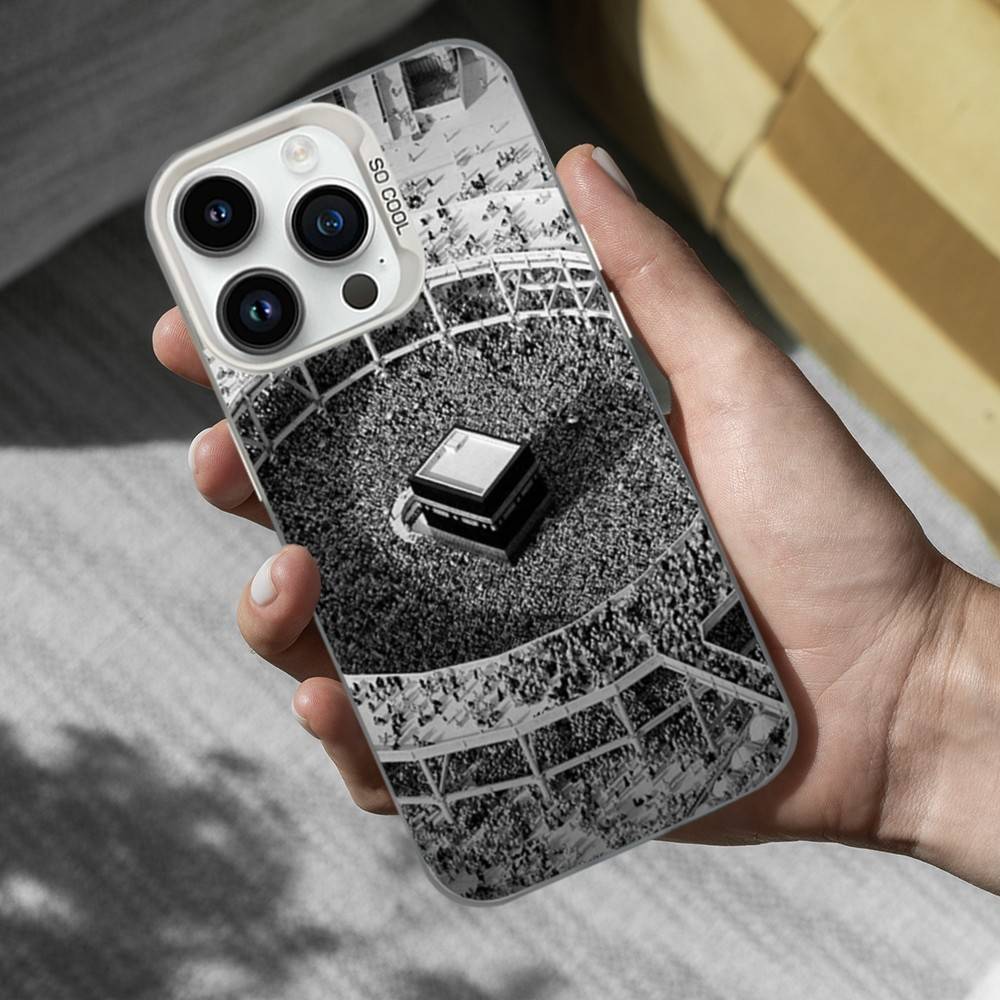 Moslem Art Kaaba Phone Case For iPhone 16,15,14,13,12,11,Mini,XS,Pro,SE,MAX White Matte Shockproof Cover
