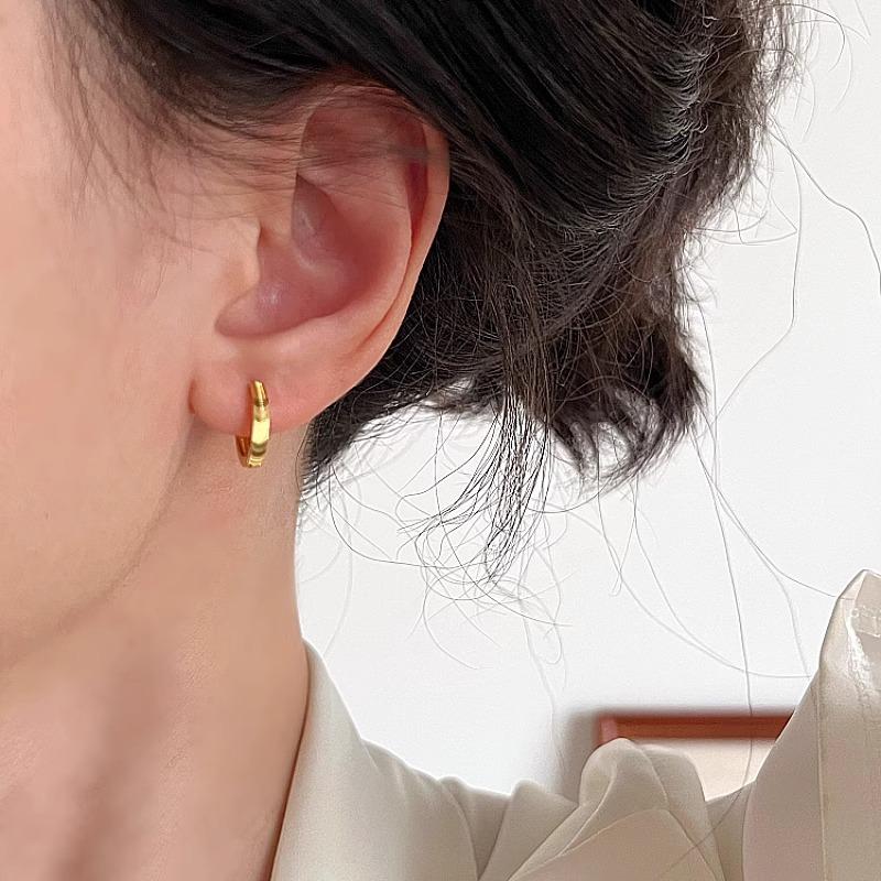 Vein Circle Brushed Earrings Female Light Luxury Niche Design Sense of Fashion High-level Elegant Simple Lightweight Minimalist Hoop Earrings