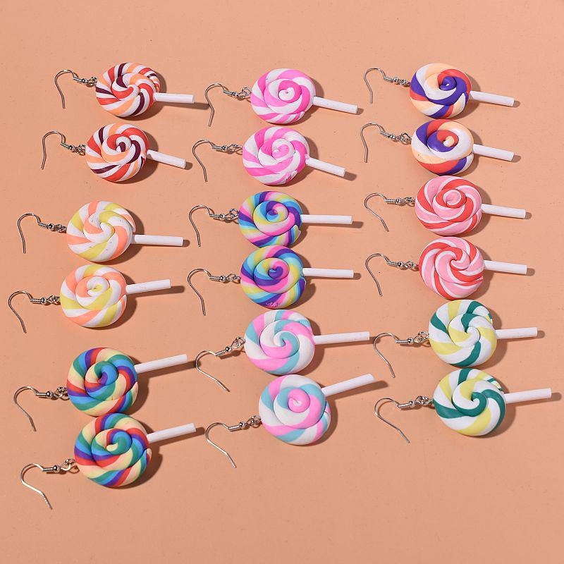 Ohrringe im europäischen und amerikanischen Stil mit süßen Lutscher-Motiven - Handgefertigte bunte Ohr-Accessoires aus weichem Ton