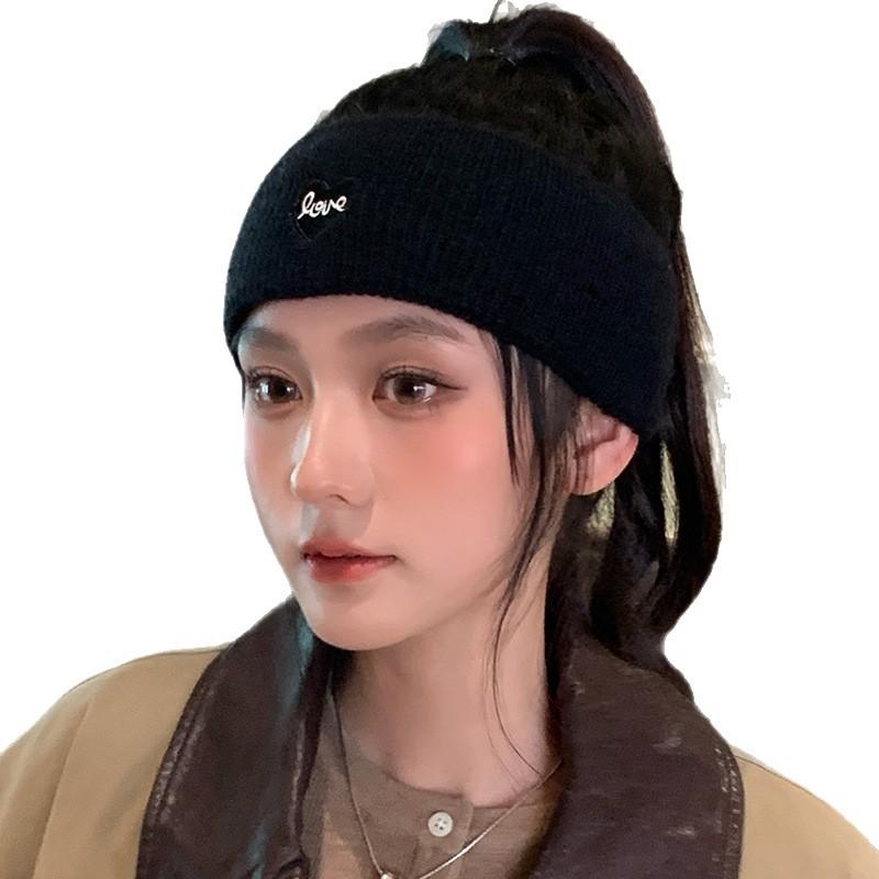 Simple Thickened Knitted Vertical Line Love Straps Versatile Scarf Warm Headband Outdoor Sports Windproof Hairband