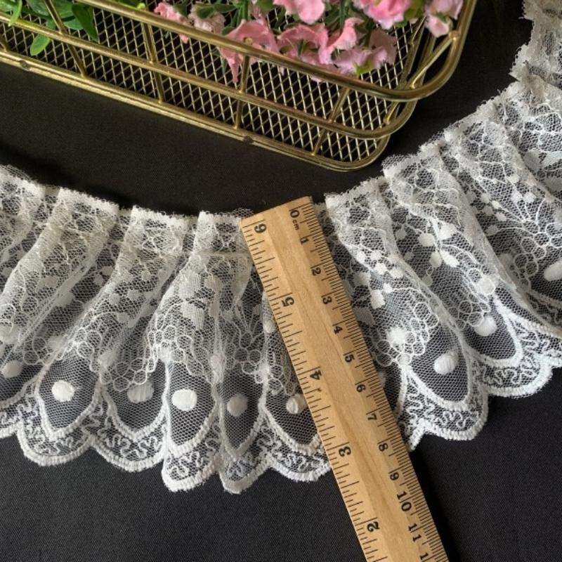 High Quality Double Cotton Thread Embroidery Pleated Tulle Lace DIY Dress Skirt Underwear Cuff Curtain Hem Sewing Decoration