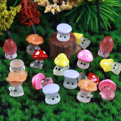 Adornos de Resina de Dibujos Animados de Hongos Silvestres para Micro Paisajismo
