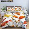 Goldfish Duvet Cover King/Queen Size Golden Red 3D Animal Bedding Set for Kid Teen Adult,Fish Themed Quilt Cover with Pillowcase