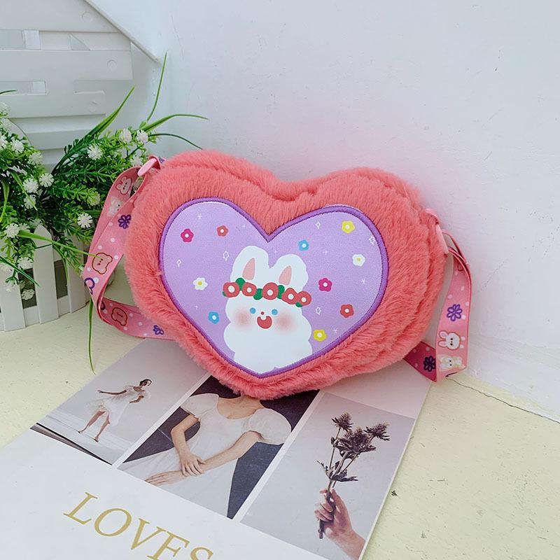 New cartoon plush satchel love sweet and cute change bag, girl heart shoulder messenger bag