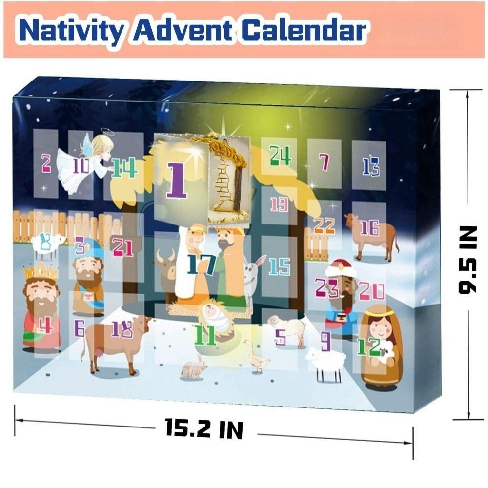 Nativity Scene Advent Calendar Resin 24 Days Christmas Countdown Calendar Christian Religious Gifts 2025 Desktop Ornaments