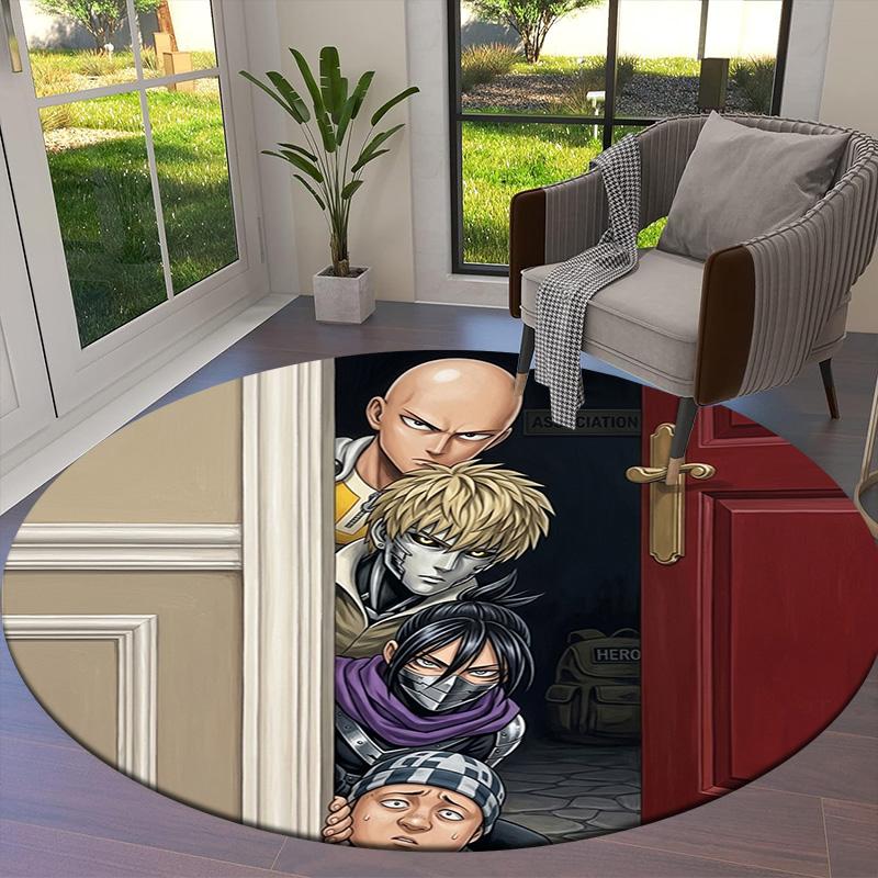 Onepunch Man Round Area Rug Carpet Rug For Living Room Bedroom Sofa Playroom Decor Nonslip Floor Mat