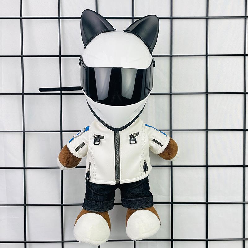 Motorcycle Doll Bear Helmet Model Motorcycle Pendant Doll Plush Doll Doll