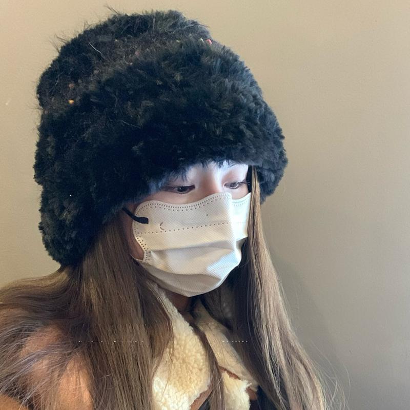 Autumn And Winter Ins Windproof Plush Hat Women S Atmosphere Ear Protection Warm Knitted Hat