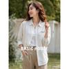 Basic House Women's Cotton Pocket Lapel Long Sleeve Shirt