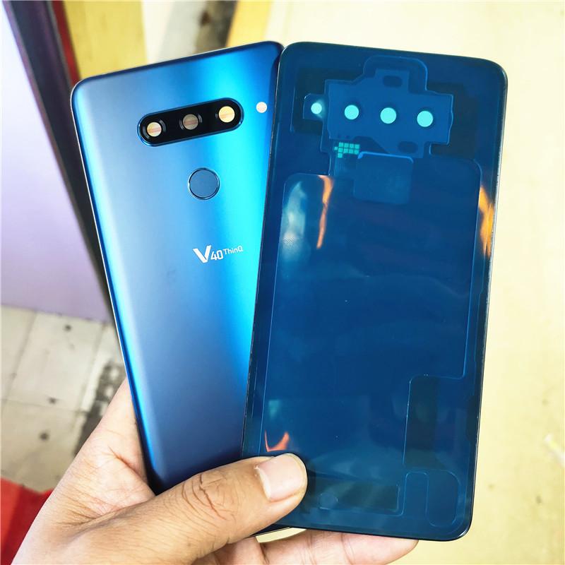 Glazen Behuizing Voor LG V40 ThinQ V405QA7 V405UA V405TAB V405UA0 Achterkant Batterijdeksel Achterkant Behuizing Met Vingerafdruk Camera Lens