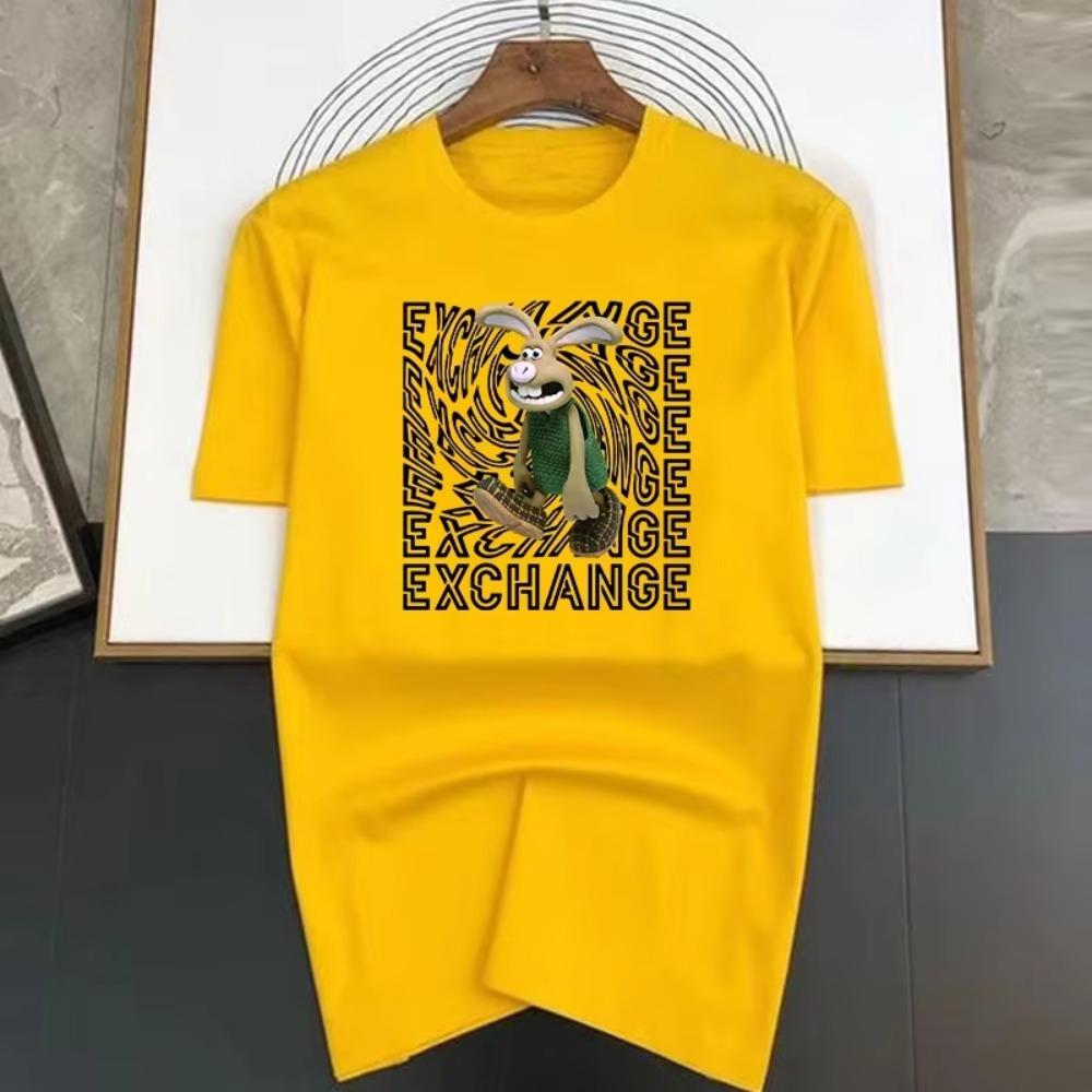 Exchange Fashion Rabbit Print Men T Shirts Korean Fashion Summer TShirt Casual Clothing Harajuku Short Sleeve Tops Tees Men's