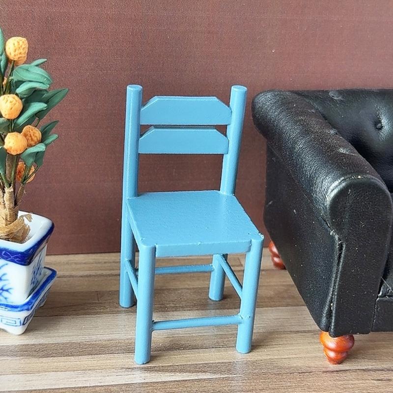 Handcrafts Wood Doll House Dining Chair Model Figure for 1/12 Scale Doll House Kitchen Scene Display Setting Furniture