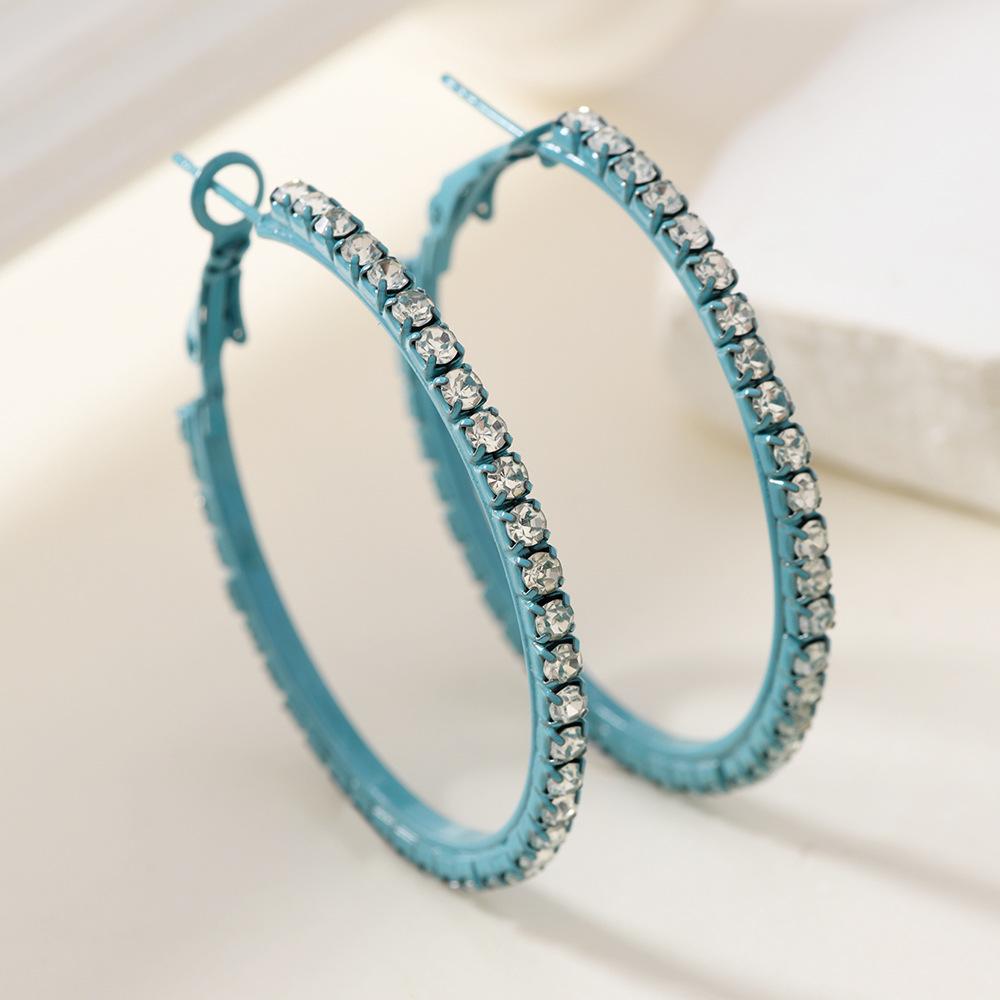 Korean Chic Luxury Diamond C-Shape Hoop Earrings