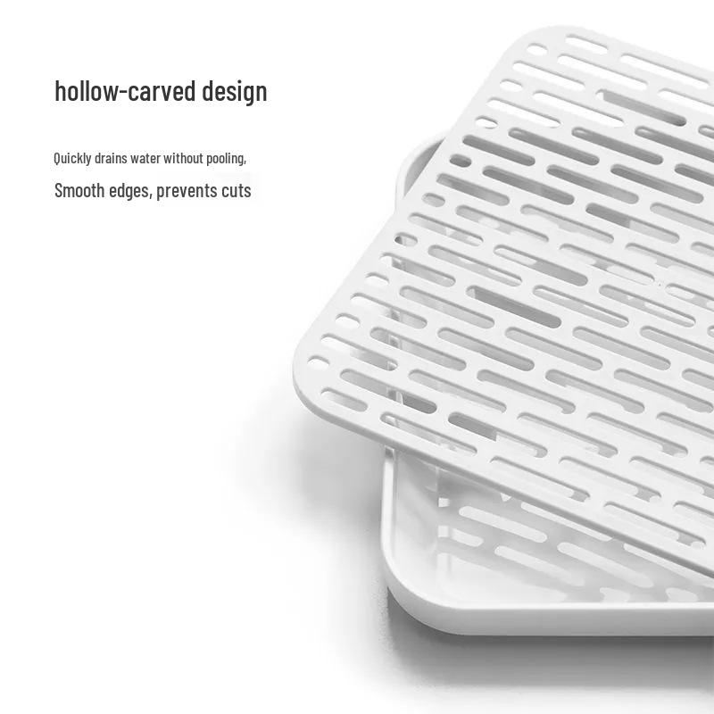 Double-Layer Plastic Draining Tray: Durable Household Tea, Bowl & Chopstick Storage Rack