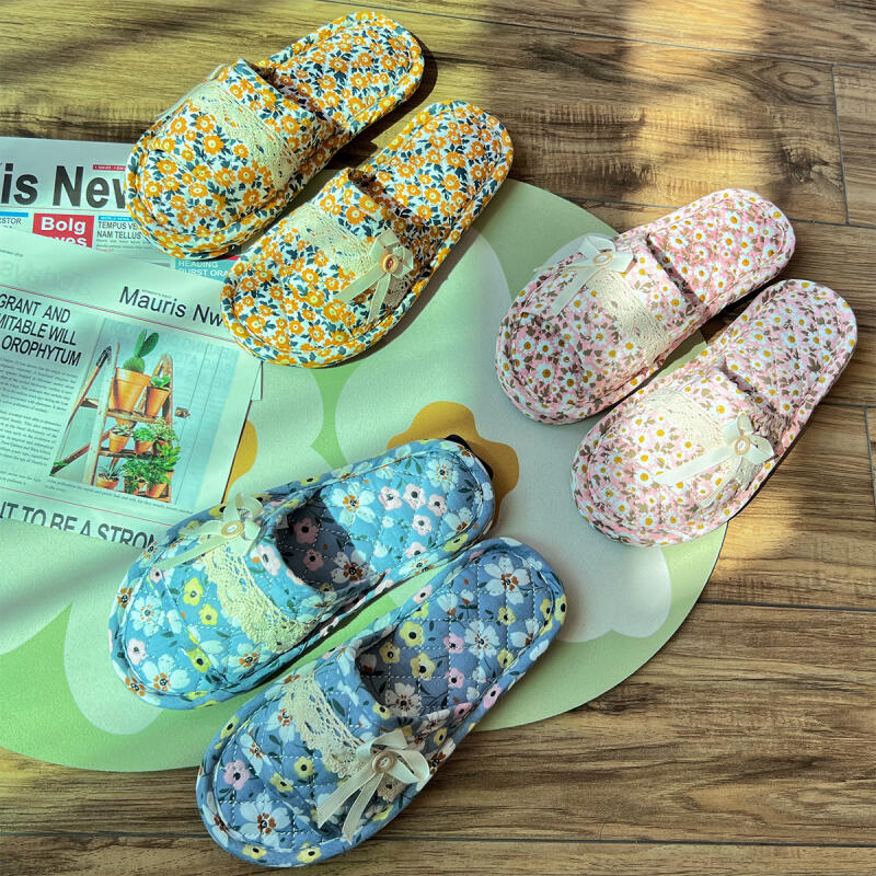 

8 types of triple-cushion indoor slippers with inter-floor noise reduction Women s Flower_Pink