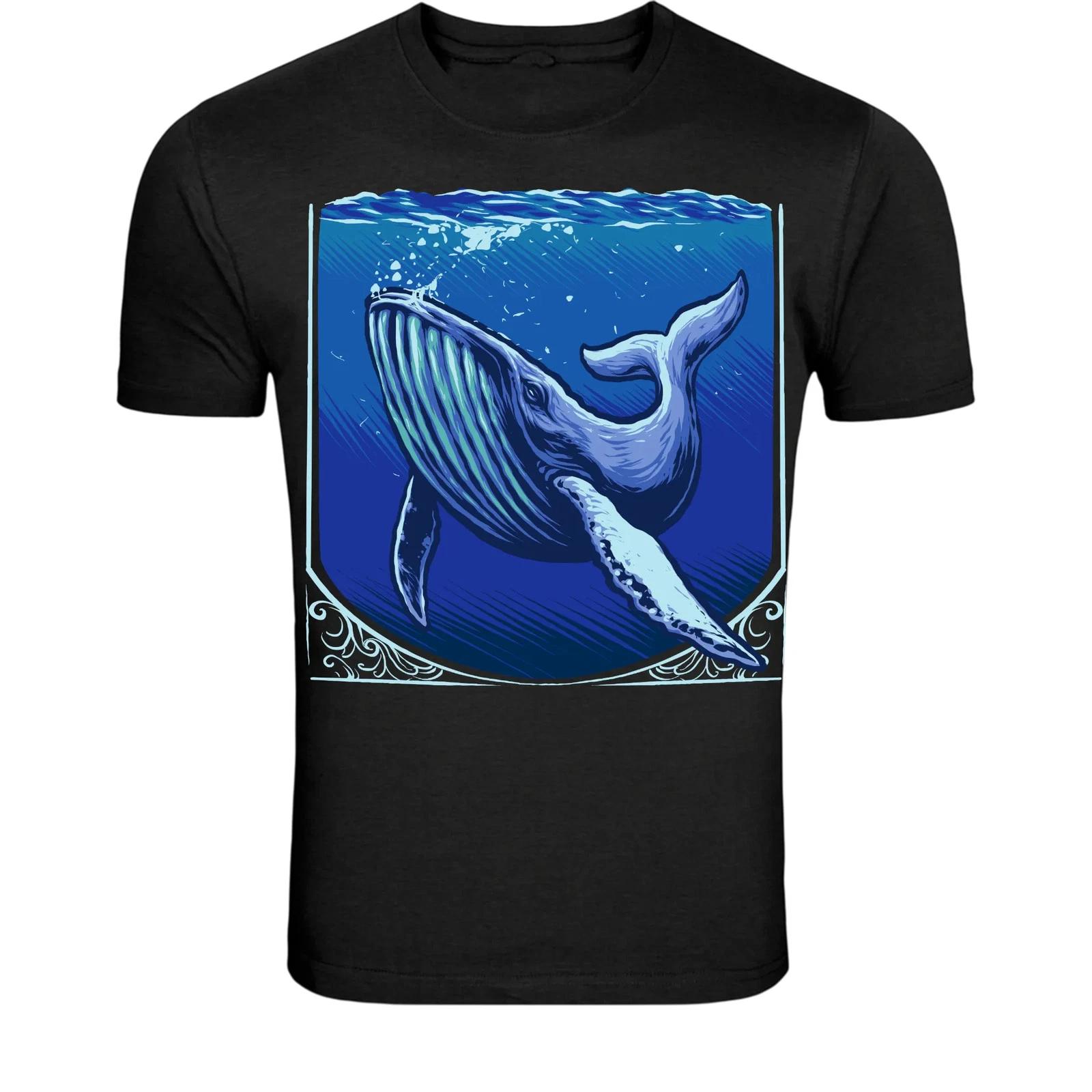 Blue Whale Ocean T-Shirt - Marine Wildlife Graphic Tee 2XL