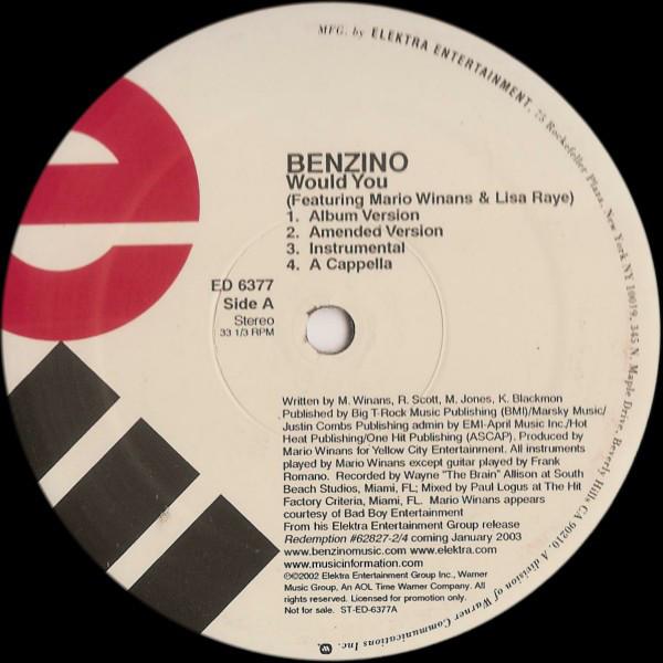 12inch Record BENZINO - Would You / X-tra Hot / Pull Ya Ski ED6377 Elektra 2003 US Rap & Hip-Hop/R&B Used