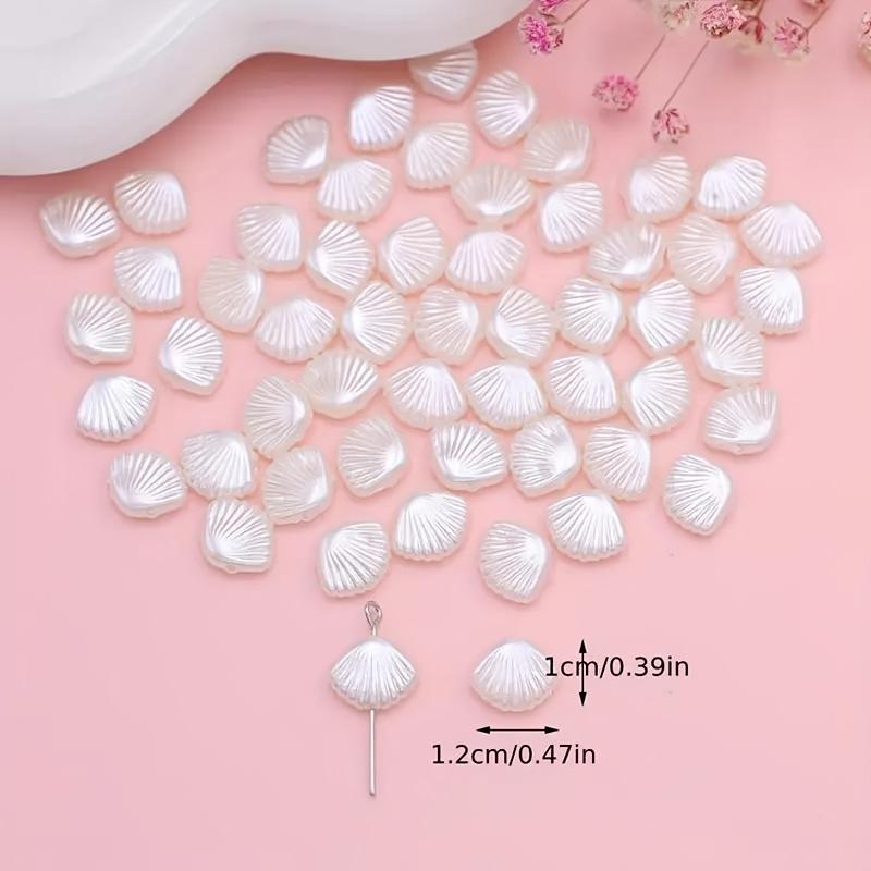 100pcs White Acrylic Shell Beads, Ocean Series, DIY Jewelry Making - Perfect for Necklaces, Bracelets, Keychains - Craft Beads
