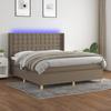 Sommier à lattes avec matelas et LED - Taupe - 160x200 cm - Tête de lit incluse - 2 places