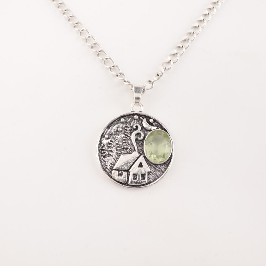 Green Amethyst Gemstone 925 Sterling Silver Jewelry Pendant 1.29'' Gift For Her CP-39-16