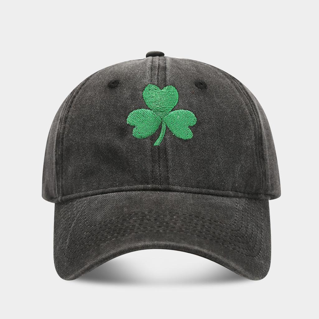 

Irish Green Cap With Embroidered Clover Patch For Summer Casual Wear чёрный