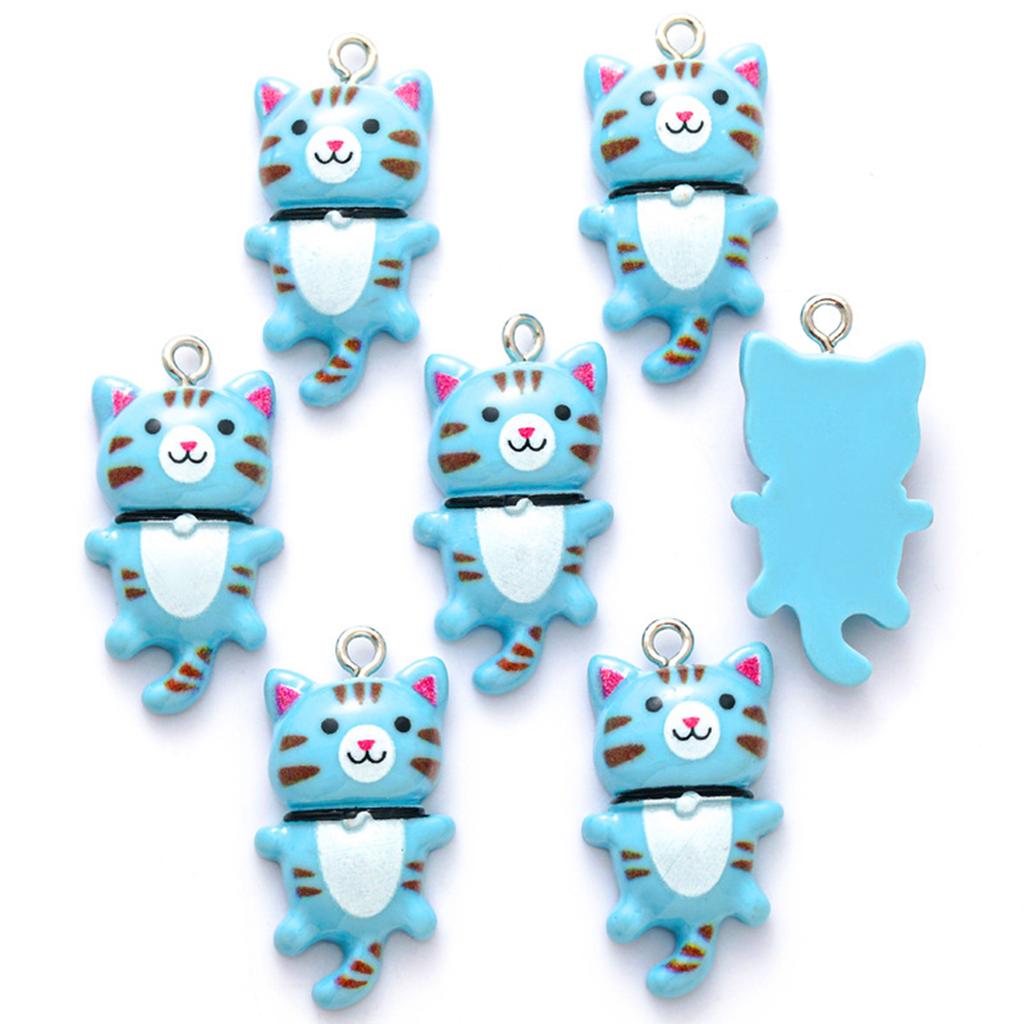 Handmade Resin Cat Figurine Set Captivating Cartoon Cat Pendant DIY Resin Cat Figurine with Customizable Colors