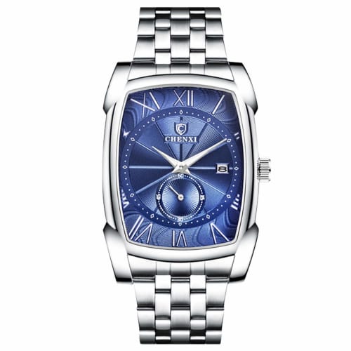 

RORIOS watch Men s Business Wristwatch with Luminous Display, Date Display, Rectangular Face, Water Resistant, Stainless Steel Band, Multi-Function Qu