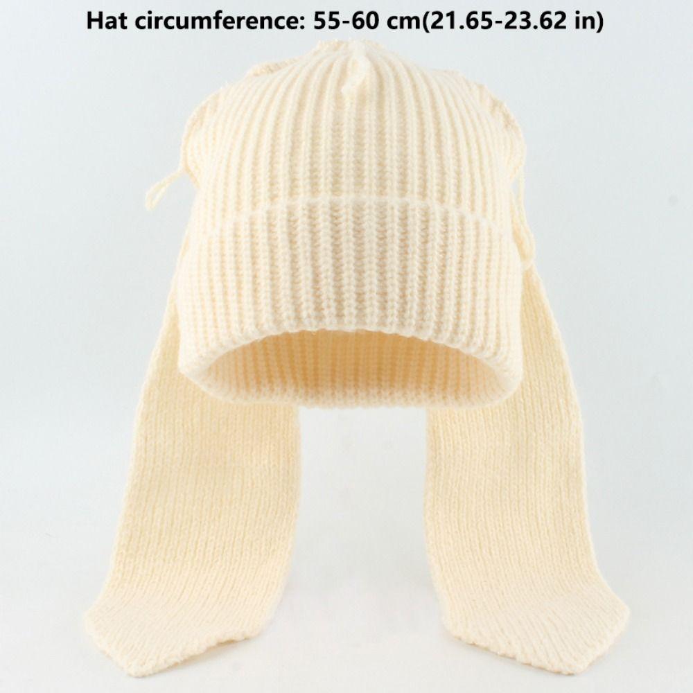 Thick Knitted Long Ear Beanie Handmade Style Rabbit Knit Hat Gift Style Winter Warm Hat For Women