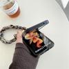 Applicable To Samsung ZFlip3 Plaid Leather Folding Mobile Phone Case ZFlip4 Portable Rope Silk Scarf Back Cover Case Protective Case