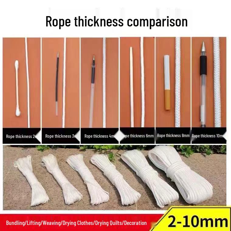 Nylon Multipurpose Rope: Tarpaulin, Greenhouse, Binding, Sunning Quilt, Curtain Pull, Clothesline, Tying Cattle, Wear-resistant Truck Applications.