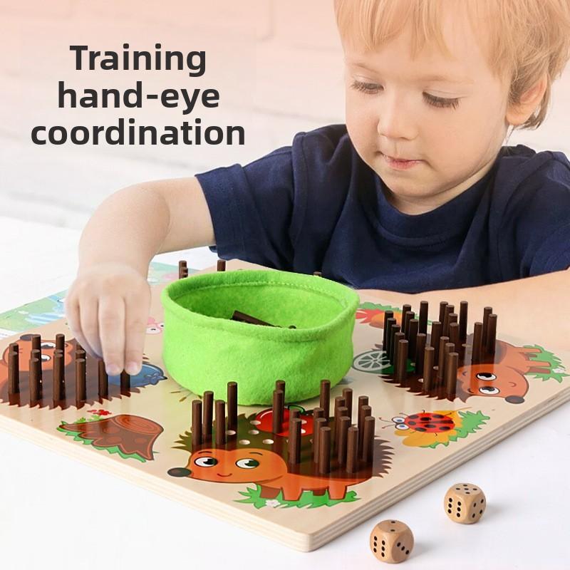 Sensory Wooden Hedgehog Training Set For Kids Brain And Motor Skills Enhancement