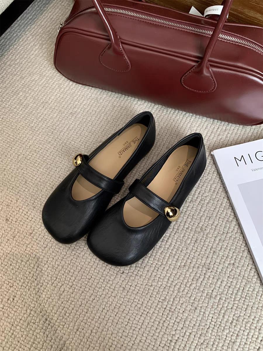 

2025 новые весенние туфли на плоской подошве женские туфли Мэри Джейн вечерние туфли с юбками французские шапочки неглубокие одинарные туфли женские 40 чёрный