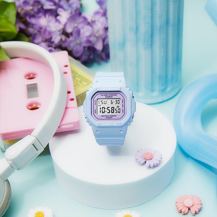 Casio Baby-G Series Small Square Sports Waterproof Quartz Watch Unisex Watches Macaron Blue BGD-565SC-2PR